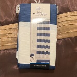Mainstays Blue and White Striped Shower Curtain